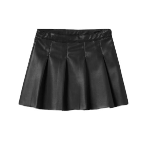 ZARA Kids | Black | FAUX LEATHER BOX PLEAT SKIRT - Picture 2 of 5